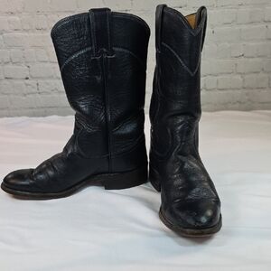 Vintage Justin Boots Women's Black Leather Ropers - Style L3057 Size 4B